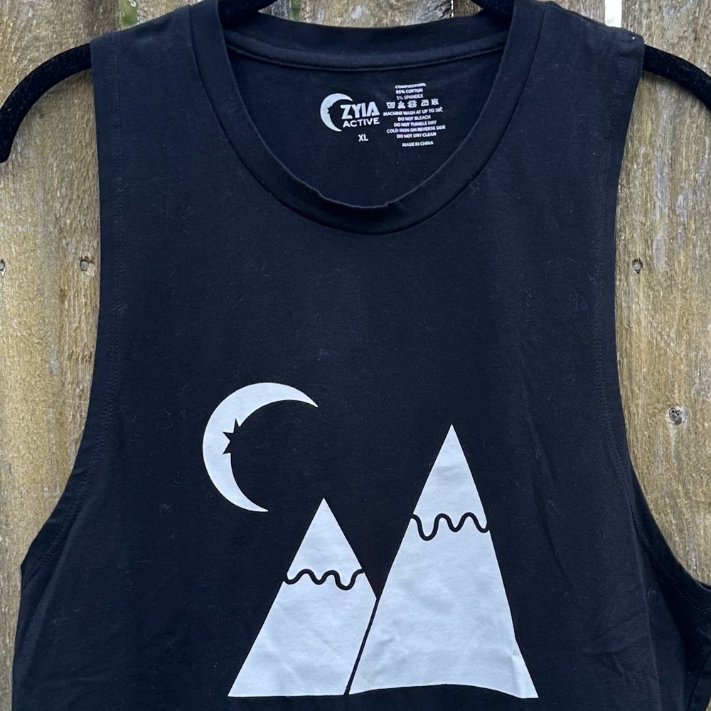 Zyia Active Mountain Moon Muscle Tank Black Sz XL - Picture 3 of 8